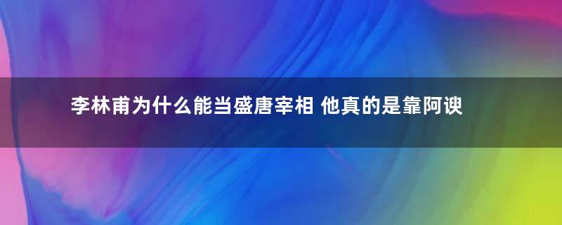 李林甫为什么能当盛唐宰相 他真的是靠阿谀奉承上位的吗